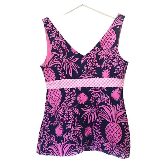 Lilly Pulitzer navy/ pink pineapple print top, 0 - Picture 2 of 11